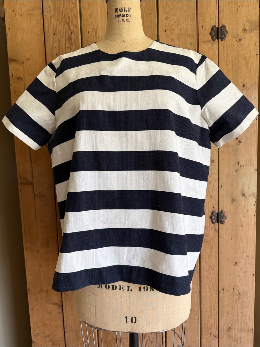 GAP Navy and White Wide Stripe Short Sleeve Top